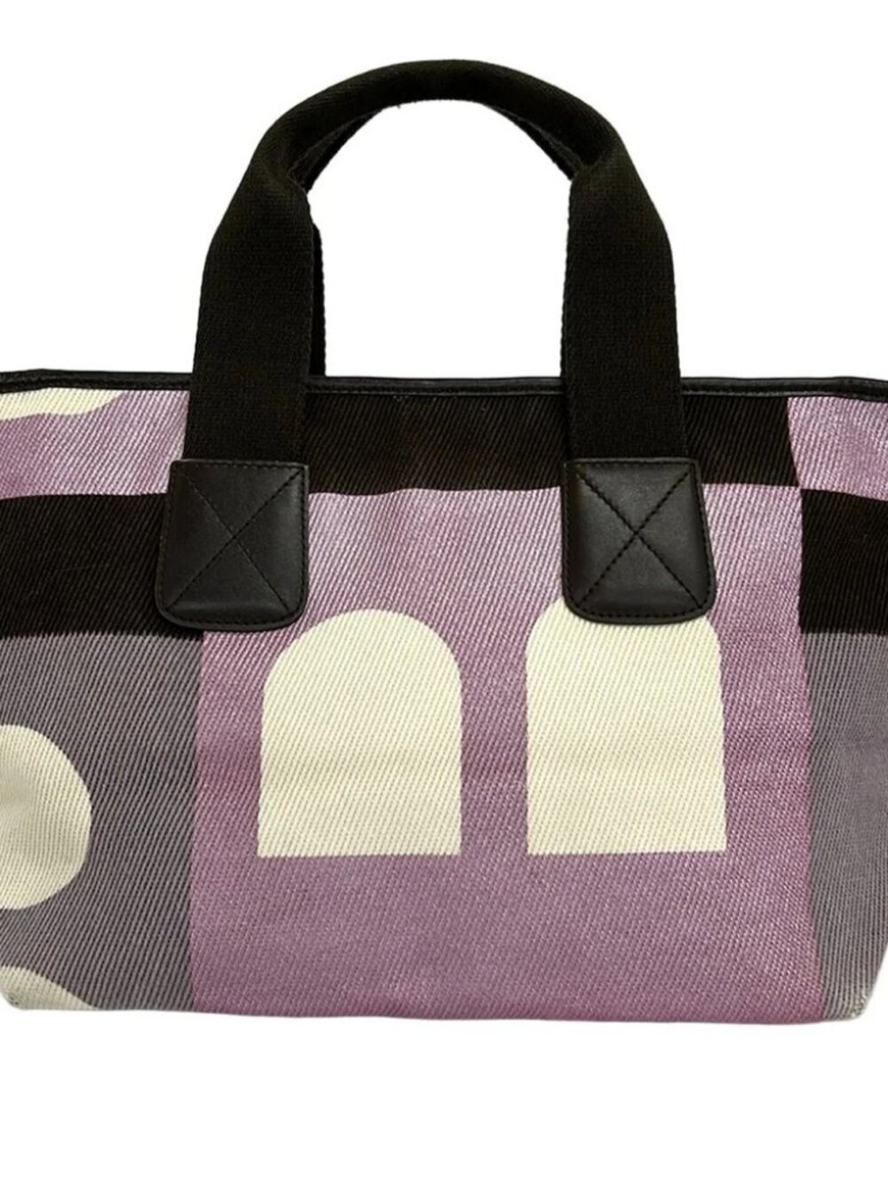 BALLY Busy B Light Purple Dark Brown Multi Canvas Handbag